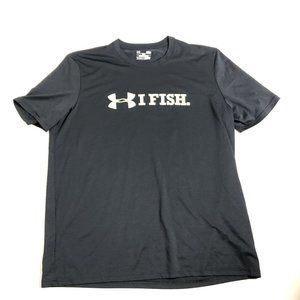 UNDER ARMOUR HEAT GEAR  Black TEE‎ T SHIRT Sz Mens L I79